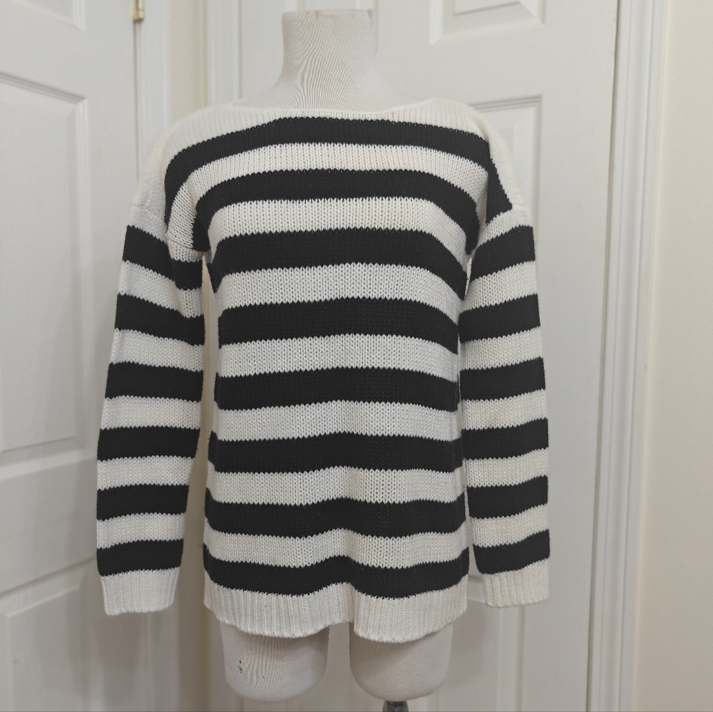 BB Dakota Black and White Striped Sweater